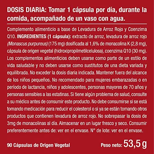 Levadura Roja de Arroz + Coenzima Q10 Nutrimea 90 Cápsulas Vegano - Imagen 6